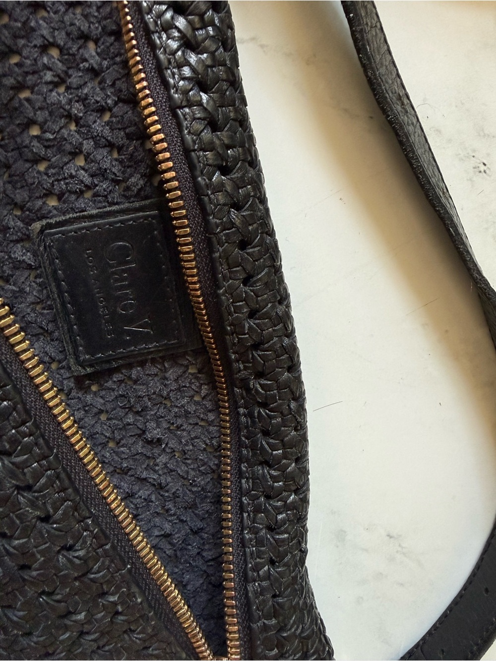 Clare V Grande Fanny Black Woven Crossbody with Gold Hardware - Picture 5 of 6